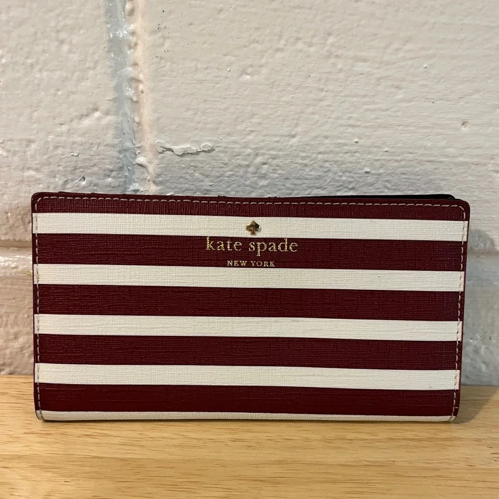 Kate Spade Wallet - Striped Raspberry - Picture 1 of 4